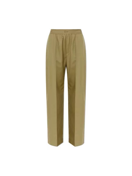 Kenzo spodnie wide leg wełniane zielone