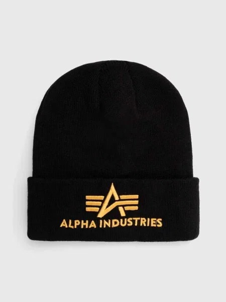 Alpha Industries căciulă 3D Beanie din țesătură uni negru