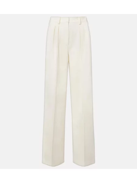 Pantaloni Max Mara de lână plisate alb