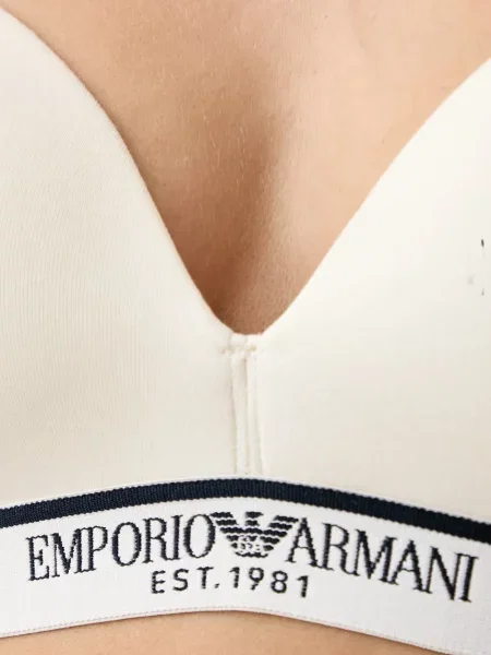 Сутиен с триъгълни чашки Emporio Armani с автограф бяло