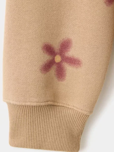 Kwiecista bluza z ozdobnym nadrukiem Dzieci lata MANGO KIDS brązowy