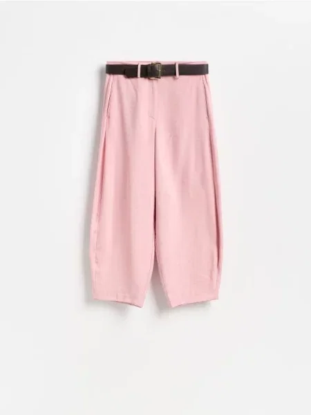 Reserved Pantaloni barrel leg cu curea roz