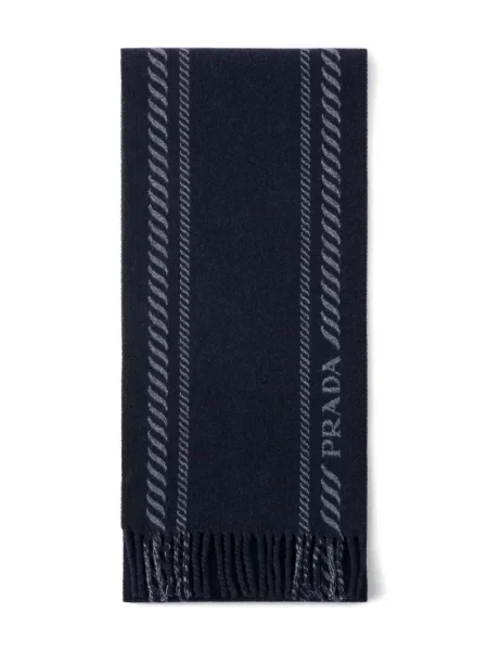 Šál Prada s třásněmi modrý