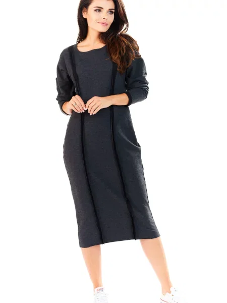 Midi obleka Awama črna