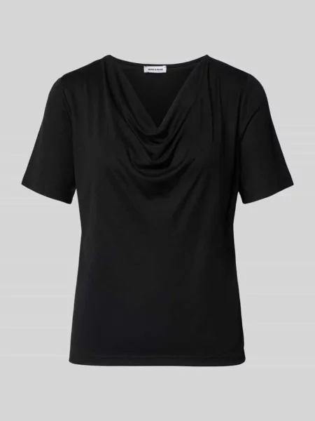 T-shirt z lejącym dekoltem More & More czarna