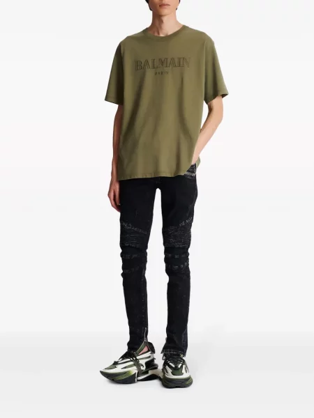 Siuvinėtas marškinėliai Balmain žalia