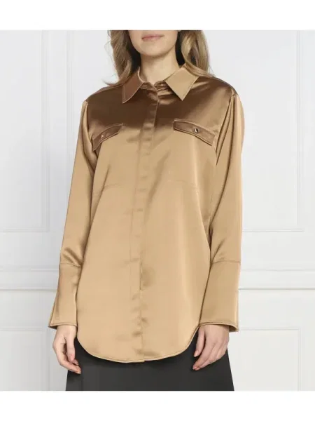 BOSS BLACK De satin cămașă Besatina | Comfort fit negru