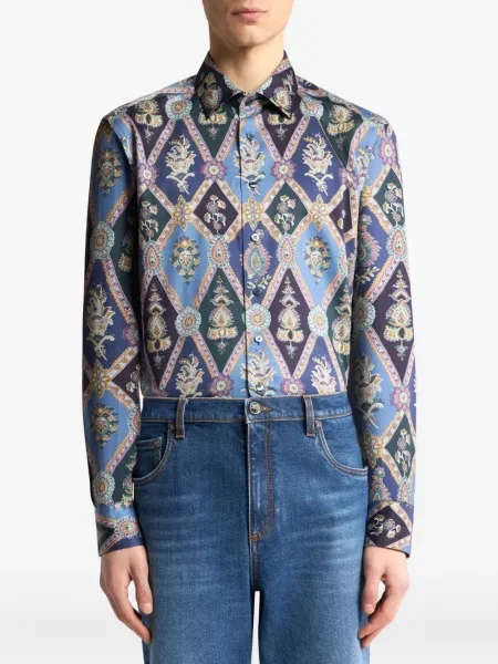 Cămașă Etro cu model paisley albastru