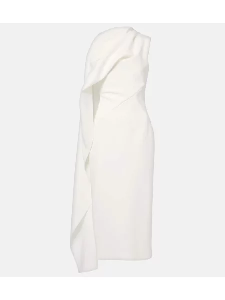 Midi obleka Roksanda z draperijo bela