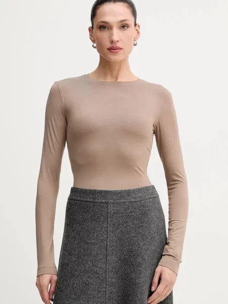 Блуза с дълги ръкави La Mania MILO дамска сиво LM.MILO бежово