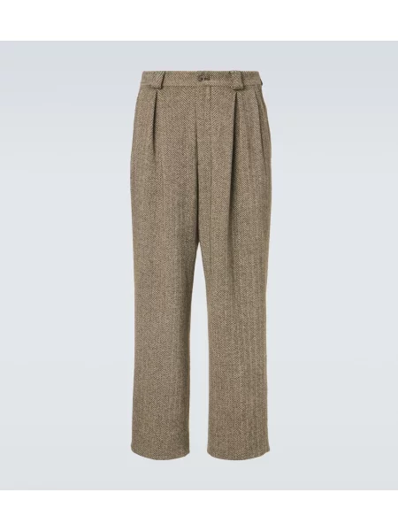 Pantaloni Giorgio Armani de lână maro