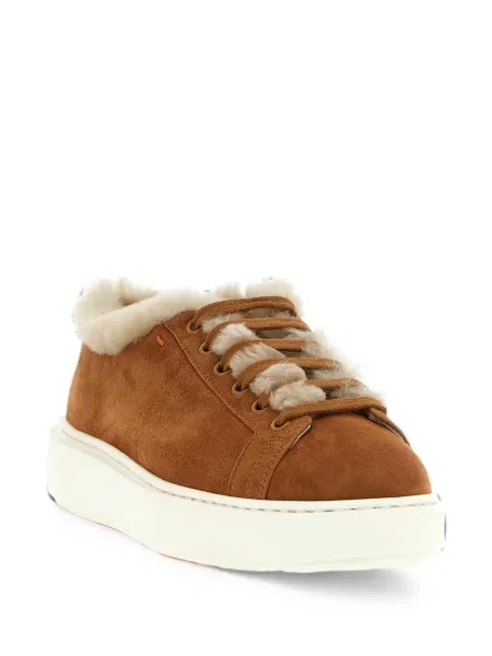 Sneakerși Santoni din piele de oaie maro