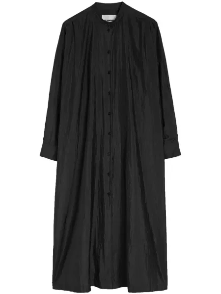 Rochie tip cămașă Jil Sander din satin de costum negru