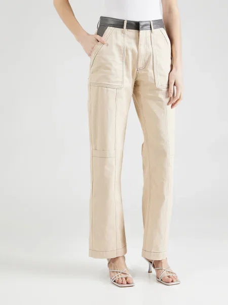 Nasty Gal Nadrág krém fekete