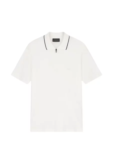 Tricou polo Emporio Armani din lyocell alb