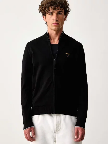 Aeronautica Militare cardigan pentru bărbați din negru