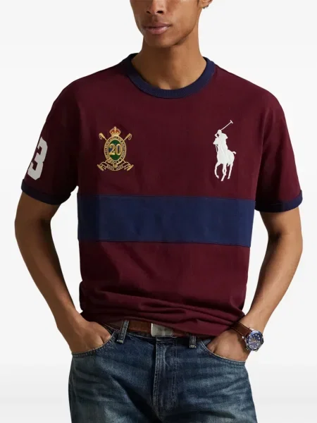 Ριγέ polo Polo Ralph Lauren με κουκούλα με αυτόγραφο λευκό