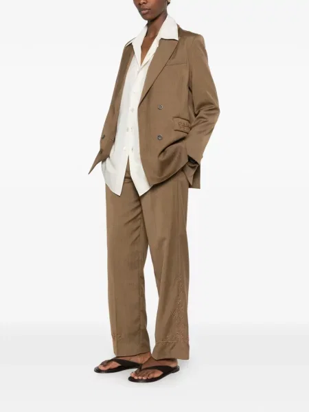 Pantaloni Forte_forte cu broderie maro