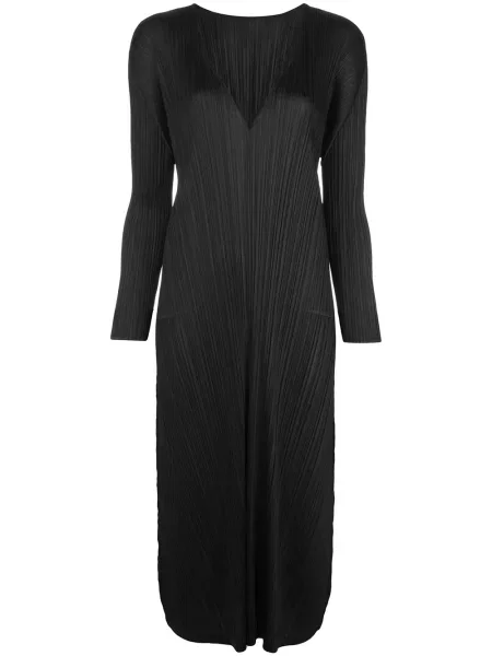 Lung rochie midi Pleats Please Issey Miyake negru