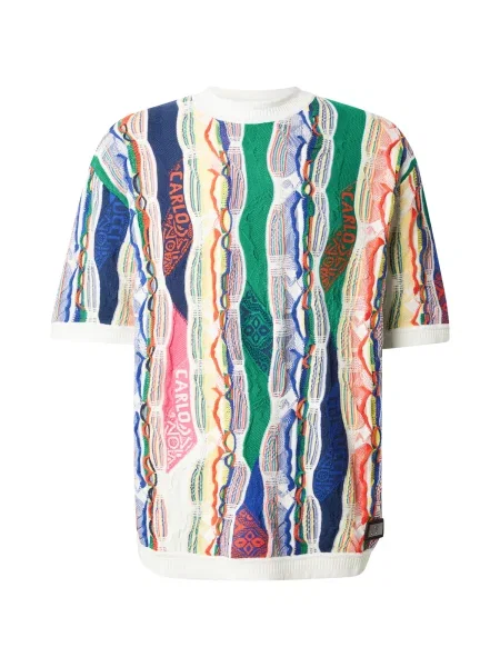 Carlo Colucci Pulover temno modra / travnato zelena / oranžna bela