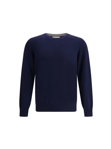 Sweter Brunello Cucinelli z nadrukiem niebieski