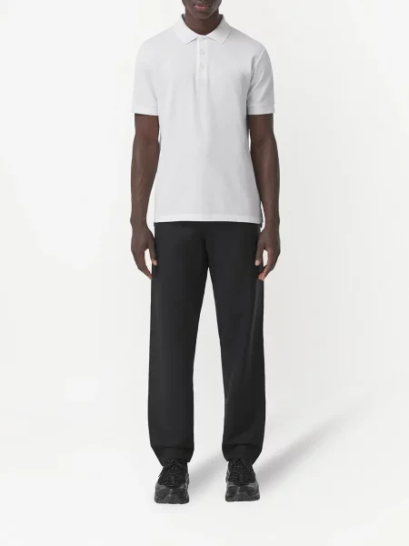 Polo Burberry cu broderie alb
