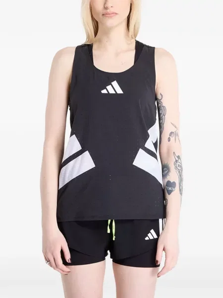 Tricou Adidas alergare cu șireturi din dantelă negru