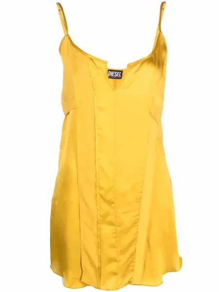 Rochie Diesel din satin de costum galben