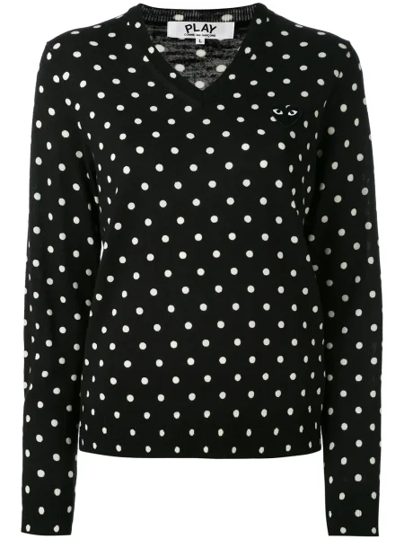 Pulover Comme Des Garcons Play cu buline tricotate negru