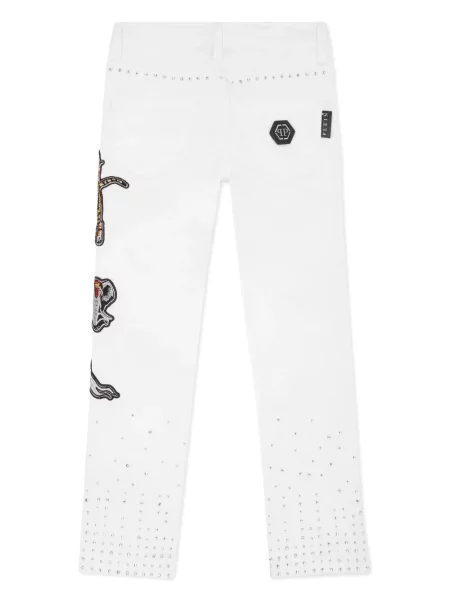 Jeansy dziecięce Philipp Plein białe