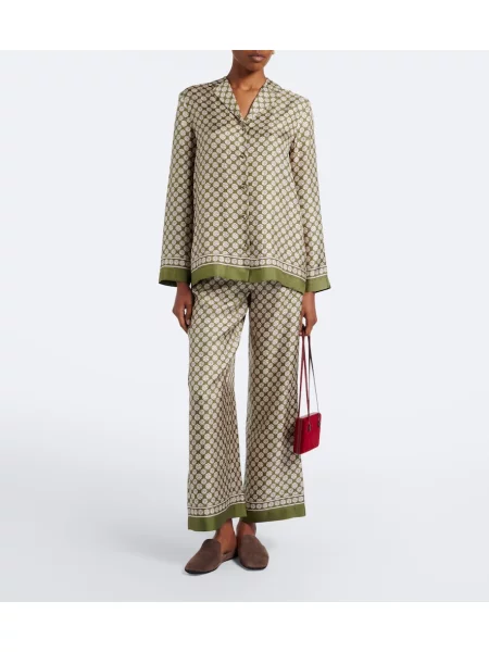 Pantaloni 's Max Mara de mătase cu imagine verde