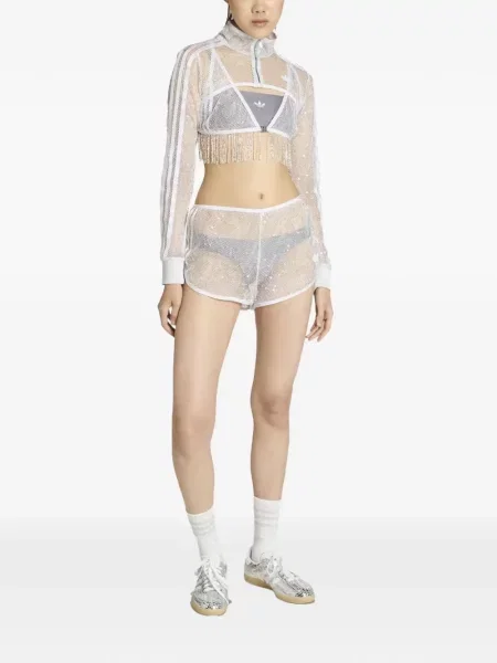 Класически шорти Adidas на райета с ресни кафяво