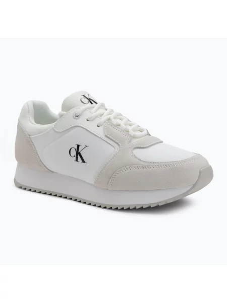 Buty damskie Calvin Klein Runner Laceup Sock Mg Mix Bright white/black białe