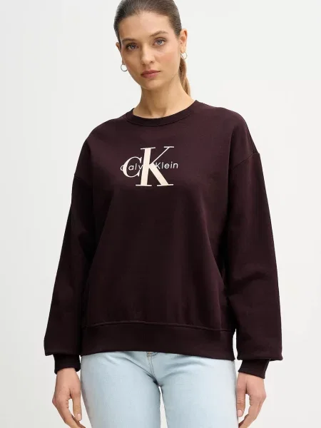 Calvin Klein Jeans bluza z nadrukiem brązowy