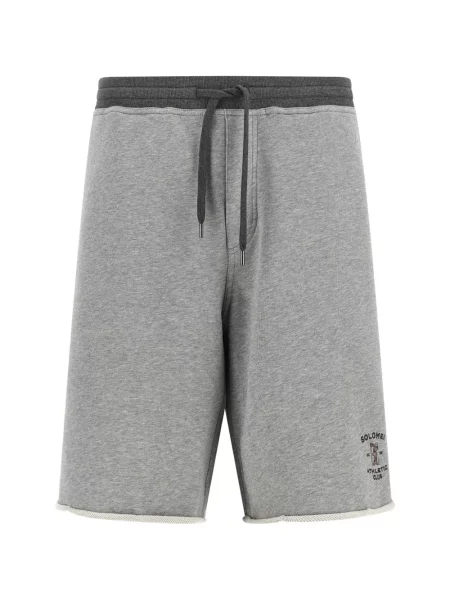 Bermude Brunello Cucinelli cu broderie din material terry gri