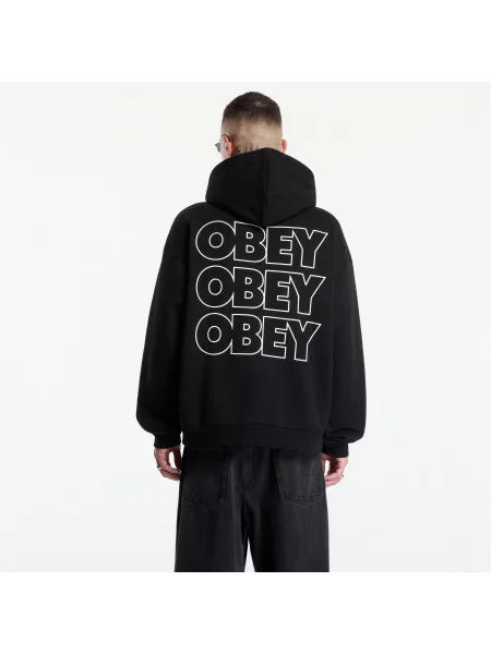 Hanorac cu glugă Obey Clothing cu glugă negru
