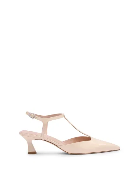 Lniana czółenka Stuart Weitzman na ramiączkach beżowa
