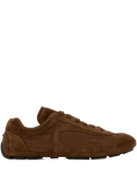 Sneakerși Prada din piele de căprioară maro