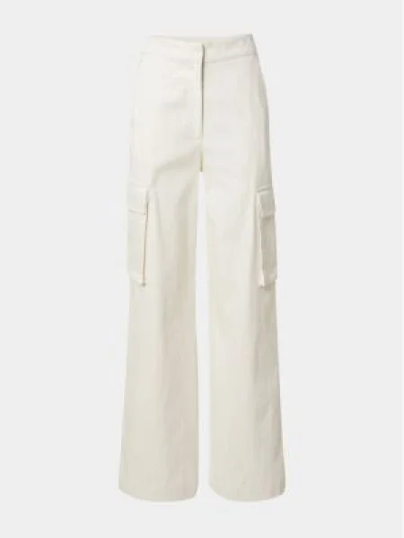 Edited Szövet nadrág Malena Fehér Wide Leg bézs