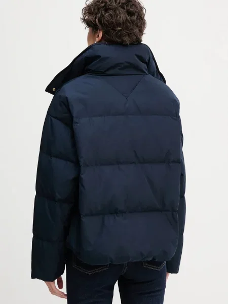 Péřová bunda Tommy Hilfiger tmavomodrá zimní oversize