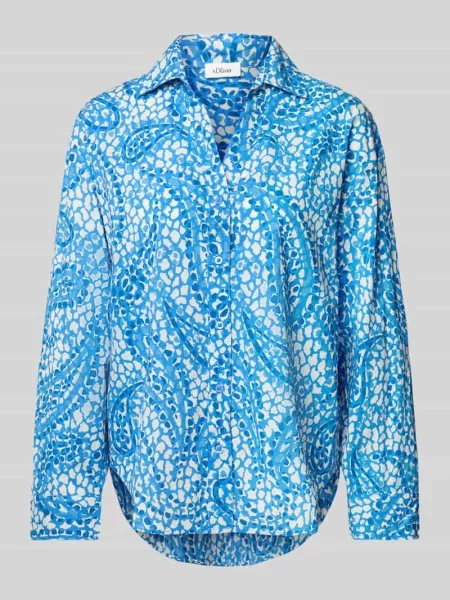 Bluzka koszulowa o kroju relaxed fit z czystej bawełny S.oliver Red Label niebieska