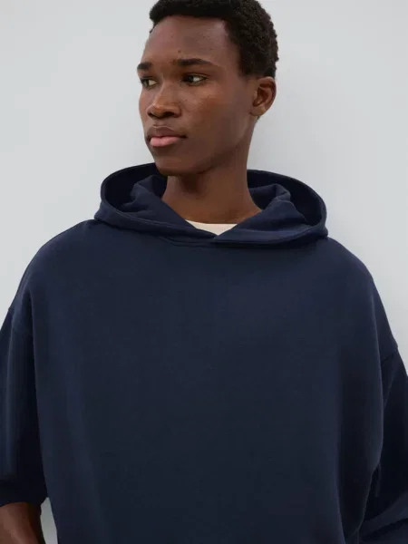Bluza z kapturem z bawełny z naszywką ciemnogranatowy Teen S MANGO TEEN