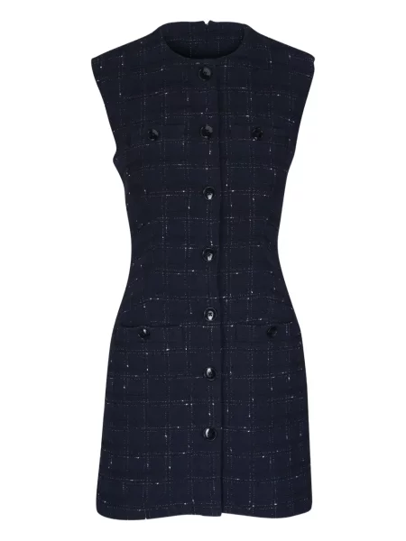 Rochie mini Veronica Beard fără mâneci în carouri albastru