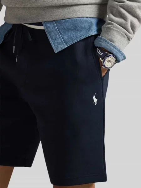 Szorty z dzianiny dresowej o kroju regular fit z mieszanki bawełny Polo Ralph Lauren granatowe