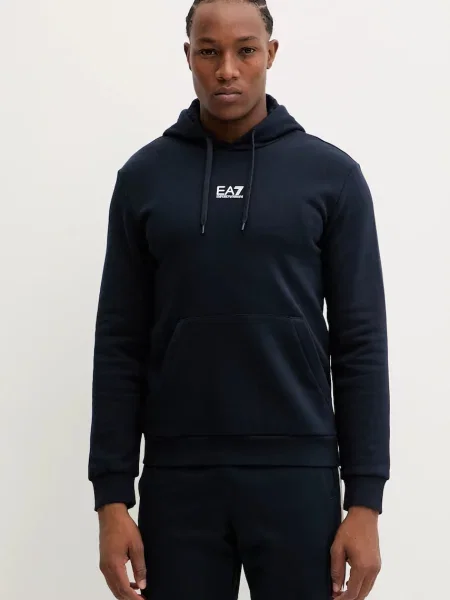 Суичър с качулка Ea7 Emporio Armani с качулка тъмносиньо