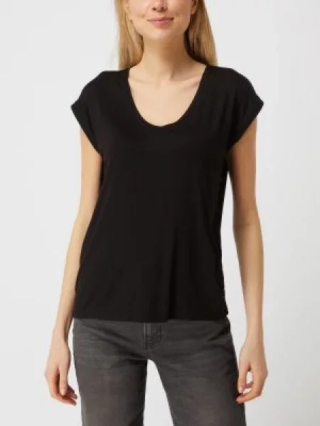 T-shirt z dodatkiem streczu model ‘Billo’ Pieces czarna