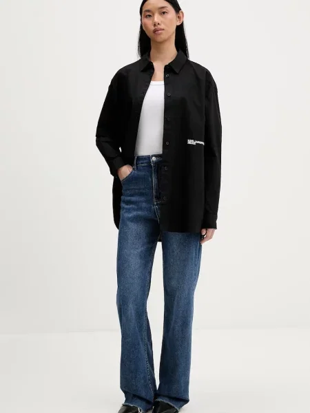 Karl Lagerfeld Jeans koszula relaxed z kołnierzykiem klasycznym czarny