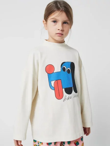 Bobo Choses tričko s dlouhým rukávem Doggy Mate bílé