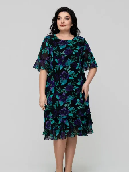 Сукня міді All Posa бавовна/поліестер бірюзовий