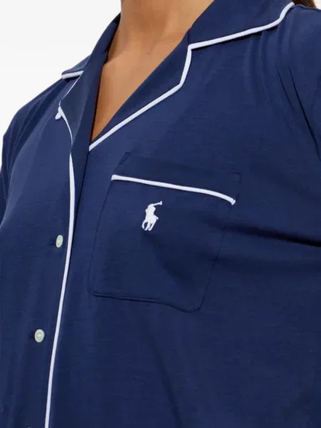 Tricou polo Polo Ralph Lauren cu broderie din dantelă în carouri albastru